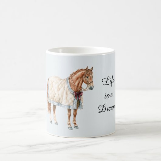 白と青の馬のブランケット コーヒーマグカップ (中央)