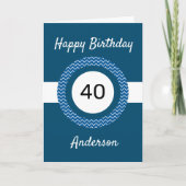 白と青の40歳の誕生日 カード (正面)