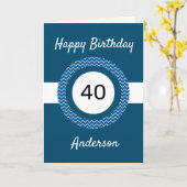 白と青の40歳の誕生日 カード (黄色い花)
