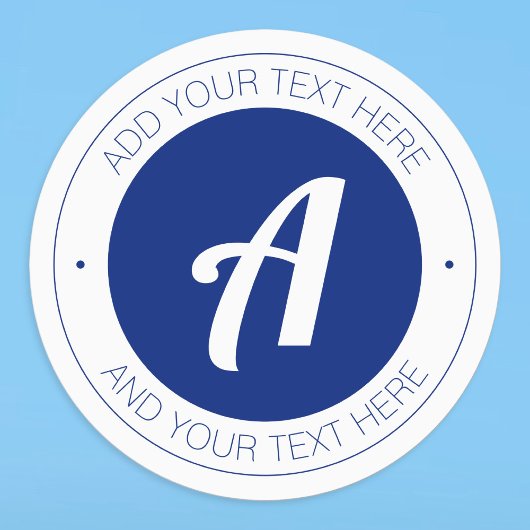 白と青モノグラムまたはロゴを追加する防水 ラベル