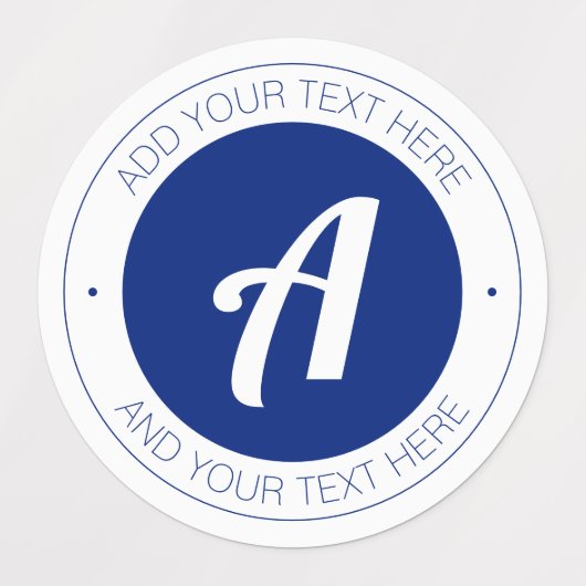 白と青モノグラムまたはロゴを追加する防水 ラベル (デザイン1)