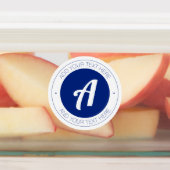 白と青モノグラムまたはロゴを追加する防水 ラベル (貼付)