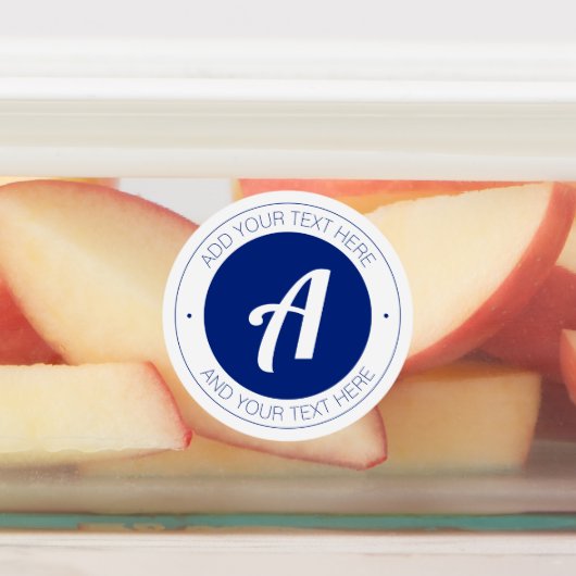 白と青モノグラムまたはロゴを追加する防水 ラベル (貼付)