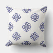 白と青王室ののクロスモダンステッチレース クッション (正面)