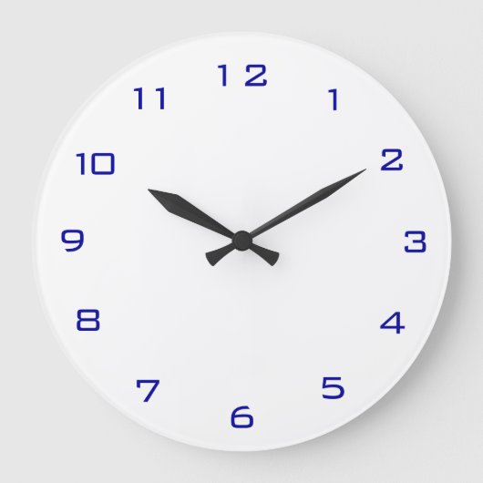 白と青>ふっくらとしたキッチンの時計 ラージ壁時計 (正面)