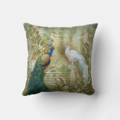 白と青 – 緑の牡丹王室のク クッション (裏面)