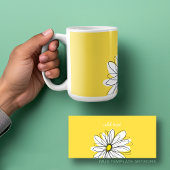 白と黄のお洒落デイジーカスタム文字 コーヒーマグカップ