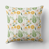 白と黄のデイジーフローラ装飾用クッション クッション (裏面)
