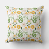 白と黄のデイジーフローラ装飾用クッション クッション (正面)