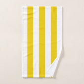 白と黄の縦のストライプ バスタオルセット (ハンドタオル)