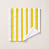 白と黄の縦のストライプ バスタオルセット (ウォッシュタオル)