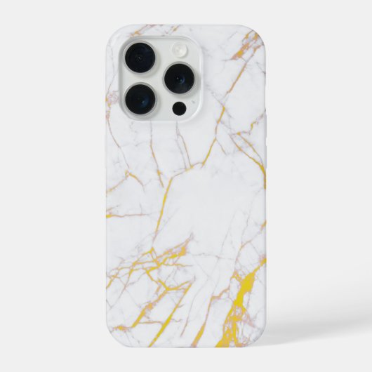 白と黄色がかった金色の大理石 iPhoneケース (裏面)