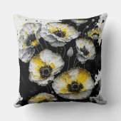 白と黄色と黒のケシ クッション (裏面)