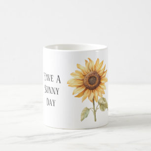 白と黄色のひまわりの花が咲く晴れた日 コーヒーマグカップ