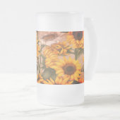 白と黄色のひまわり#3 - フロストグラスビールジョッキ (正面右)