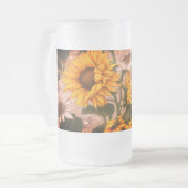 白と黄色のひまわり#3 - フロストグラスビールジョッキ (正面左)