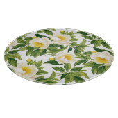 白と黄色のクレアドゥルーネ牡丹 カッティングボード (角)