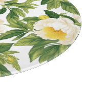 白と黄色のクレアドゥルーネ牡丹 カッティングボード (角)