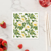 白と黄色のクレアドゥルーネ牡丹 スタンダードカクテルナプキン (インサイチュ)