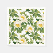 白と黄色のクレアドゥルーネ牡丹 スタンダードカクテルナプキン (正面)