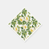 白と黄色のクレアドゥルーネ牡丹 スタンダードカクテルナプキン (角)