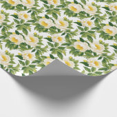 白と黄色のクレアドゥルーネ牡丹 ラッピングペーパー (角)