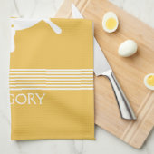 白と黄色のストライプと航海のボートホイール キッチンタオル (四つ折り)