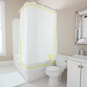 白と黄色のストライプのイニシャル シャワーカーテン (インサイチュ)