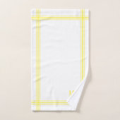 白と黄色のストライプのイニシャル バスタオルセット (ハンドタオル)
