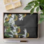 白と黄色のデイジーオン黒 薄葉紙 (ギフト)