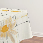 白と黄色のデイジー-素朴格子縞の背景 テーブルクロス (インサイチュ)