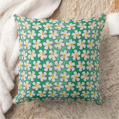 白と黄色のハワイアンプルメリア花オン緑 クッション (ブランケット)