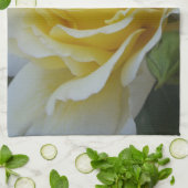 白と黄色のバラのタオル キッチンタオル (折り畳み)