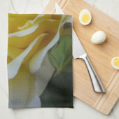 白と黄色のバラのタオル キッチンタオル (四つ折り)