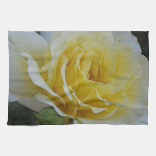 白と黄色のバラのタオル キッチンタオル (横)