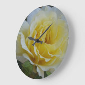 白と黄色のバラ時計 ラージ壁時計 (傾斜)