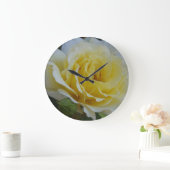 白と黄色のバラ時計 ラージ壁時計 (ホーム)