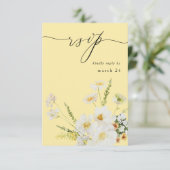 白と黄色のフローラと食事RSVP 2黄色 出欠カード (スタンド正面)