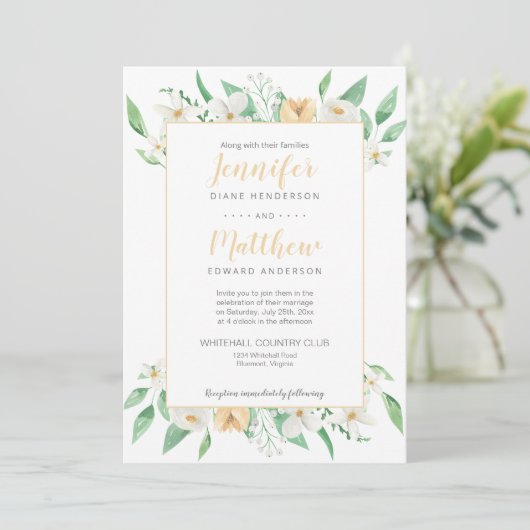 白と黄色のフローラ枠のフローラ 招待状 (スタンド正面)