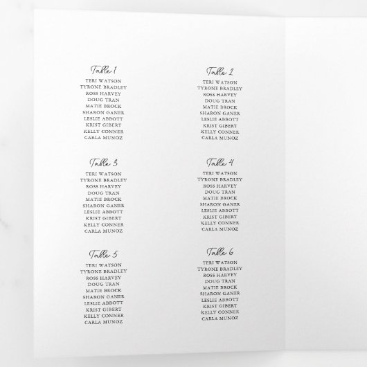 白と黄色のフローラ結婚式 プログラムのタイムライン 三つ折り招待状 (内部最初)