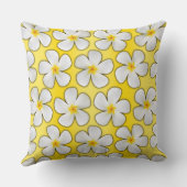 白と黄色のプルメリアの花が黄色 クッション (裏面)