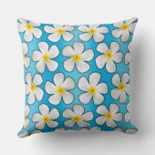 白と黄色のプルメリア花オンブルー クッション (裏面)