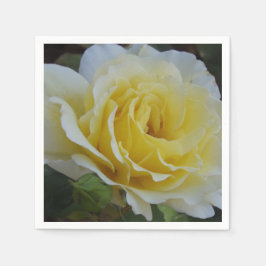 白と黄色のローズナプキン スタンダードカクテルナプキン