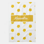 白と黄色のワイルドフラワー写真名前をカスタムする キッチンタオル (縦)