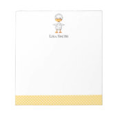 白と黄色の可愛いアヒルパーソナライズされたリ ノートパッド (正面)