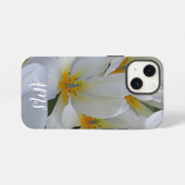 白と黄色の庭の花モノグラム iPhoneケース (裏面横)