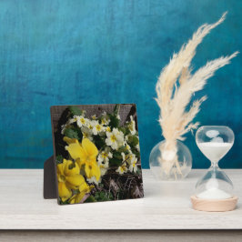 白と黄色の庭の花 フォトプラーク