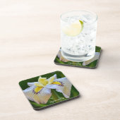 白と黄色の日本の虹彩フローラ コースター (右側)