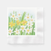 白と黄色の春ダッフォジル 縁ありカクテルナプキン (正面)