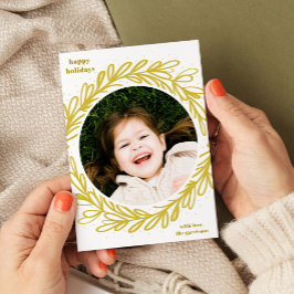 白と黄色の水彩植物写真フレーム シーズンカード